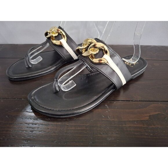 NWOB New York & Company Cassandra Black and White Thong Sandal/Sz. 9 - Picture 3 of 9